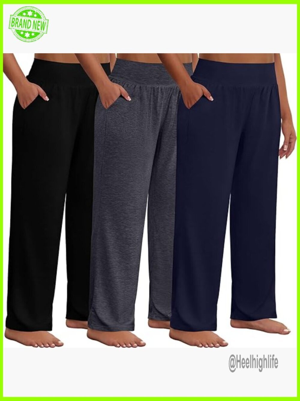 Plus Size Wide Leg Yoga Pants High Waist Sweatpants with Pockets